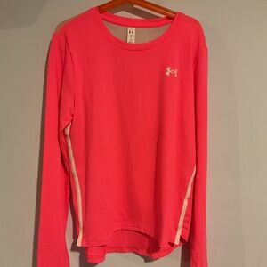 UNDER ARMOUR LOOSE FIT LONG SLEEVE SPORT SHIRT PINK YOUTH LARGE NEW